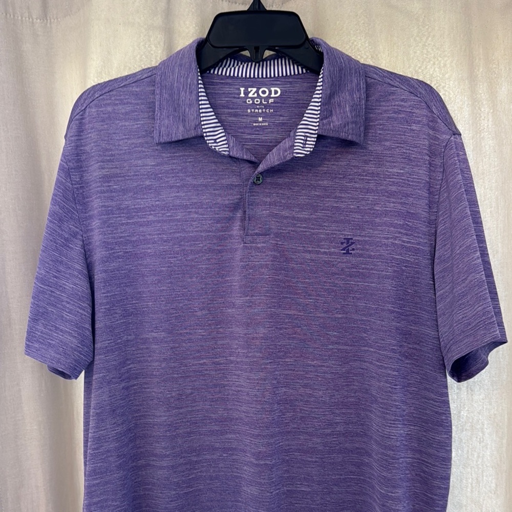 Izod Purple Polo Shirt with Textured Design Golf Stretch